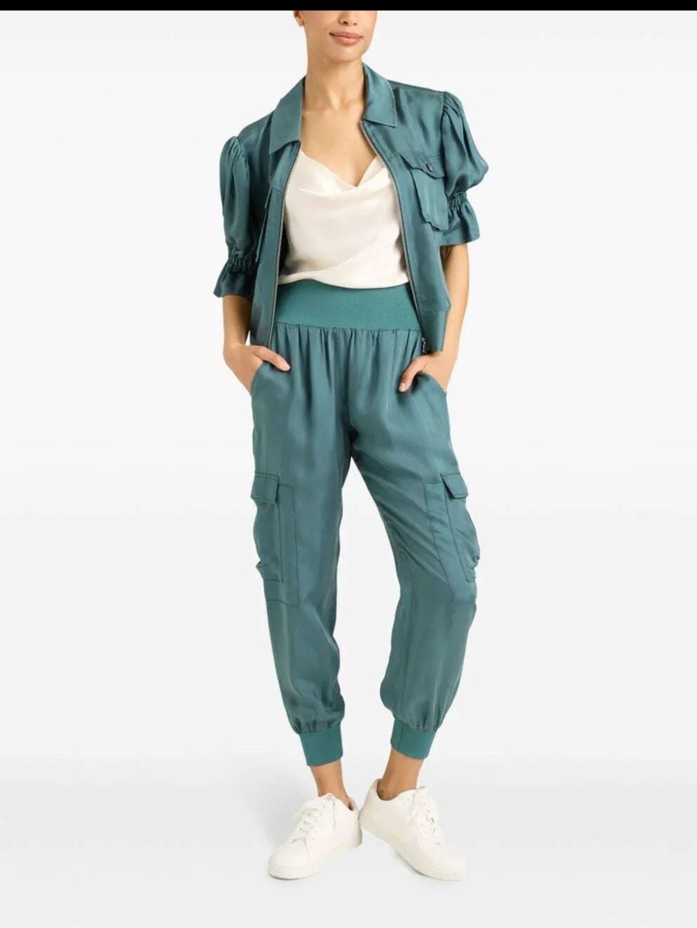 CINQ a SEPT Crepe Giles Pant Teal Blue/Green Size XS - Picture 3 of 13